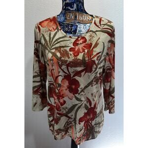 TanJay Women's Tropical Design Pulllover Top l Size: SP